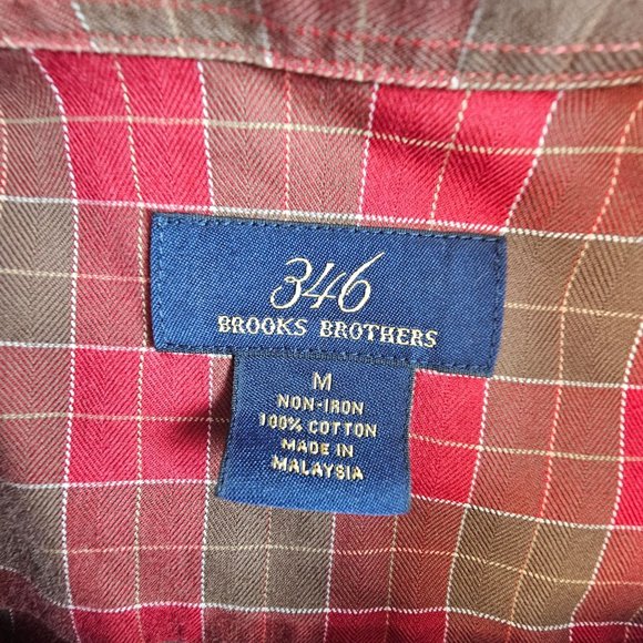 Brooks Brothers 346 Shirt Men's‎ Medium Red Plaid Button Down Comfortable Casual - Picture 7 of 8